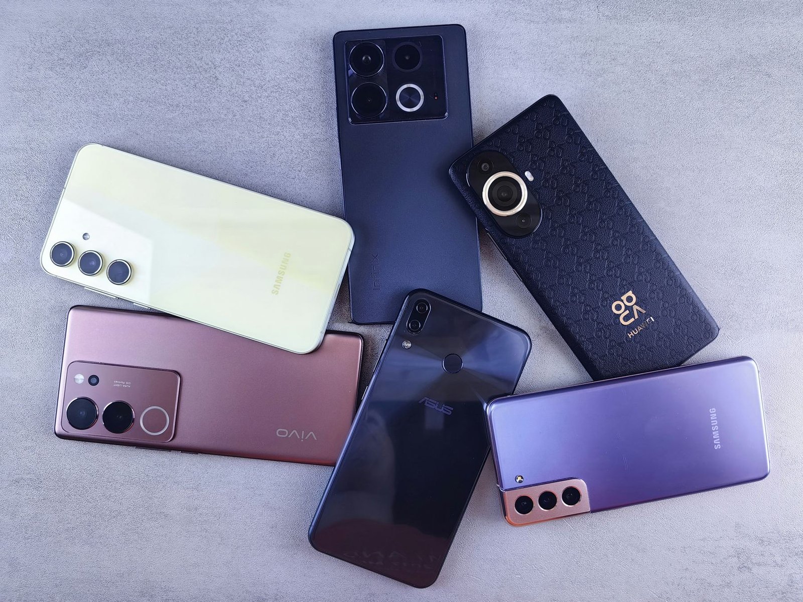 Collection of smartphones from different mobile brands